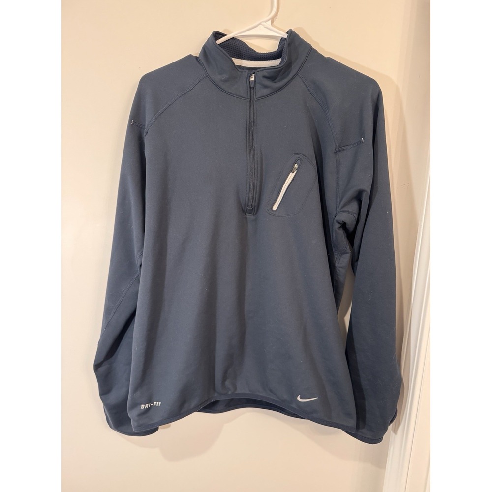 Nike 1/4 Zip Sweater Pullover Men's Black Tech Pocket Dri Fit Size M
